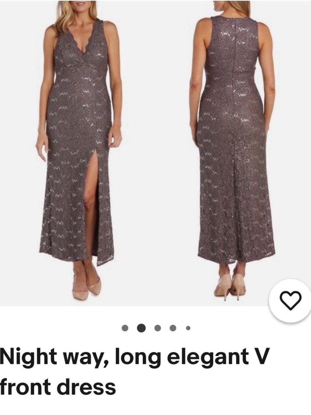 Night Way Collections Mauve Sequined Lace Evening Dress